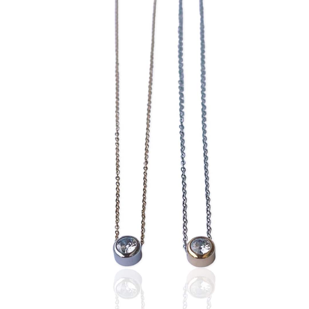 Two Tone Single Stone Necklace - AMD COLLECTIVE
