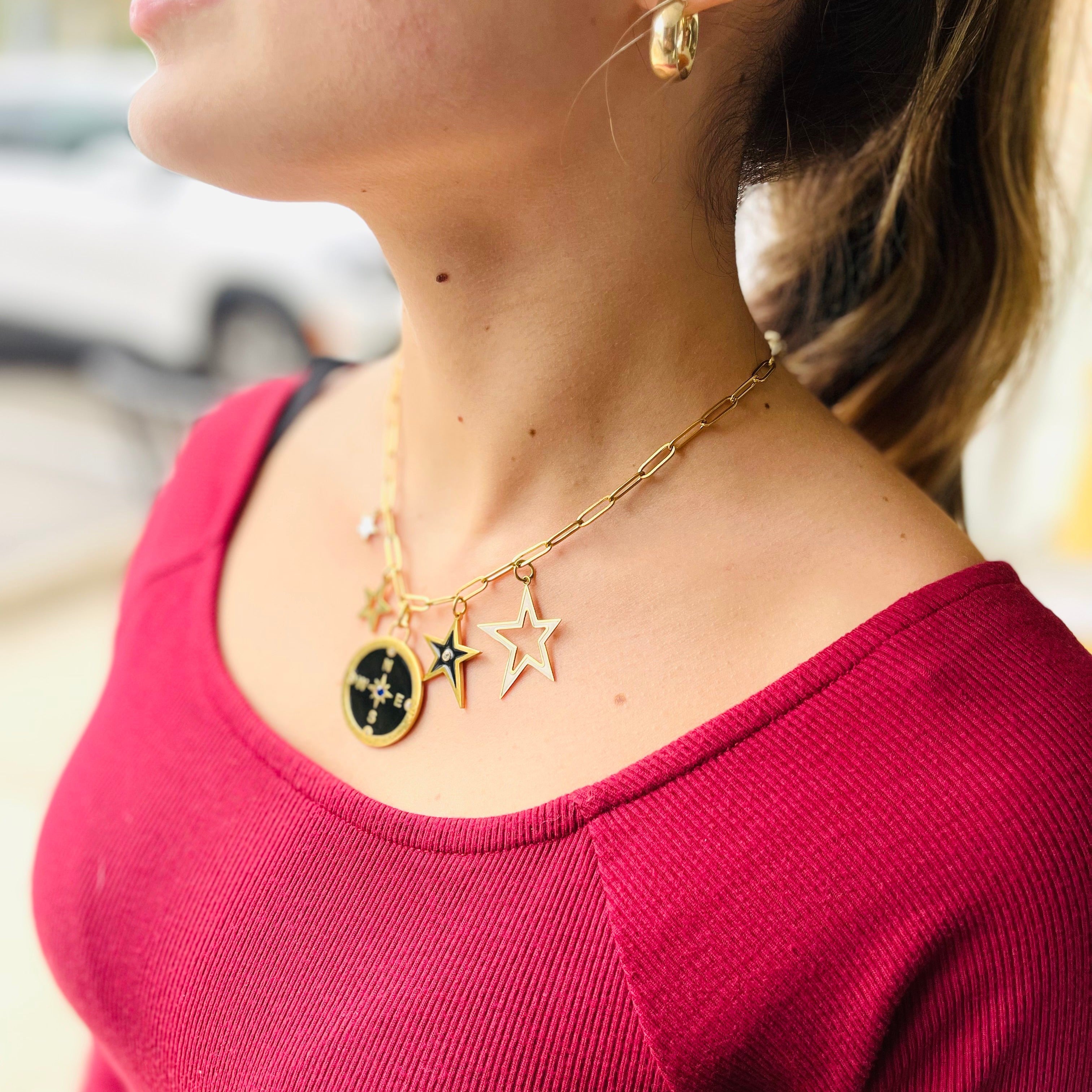 Compass and Stars Charm Necklace - AMD COLLECTIVE