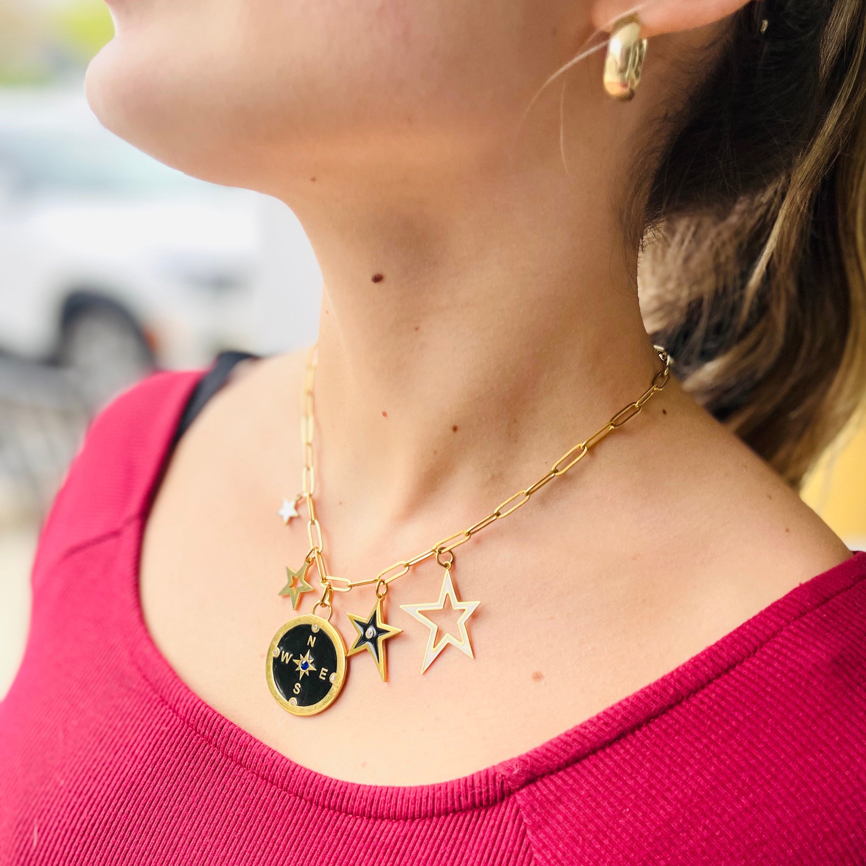 Compass and Stars Charm Necklace - AMD COLLECTIVE