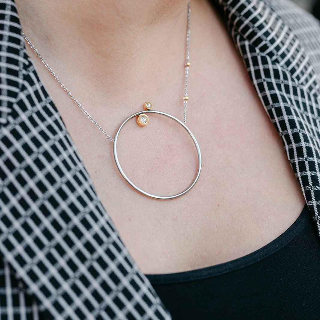 What Goes Around Circle Necklace - Silver - AMD COLLECTIVE
