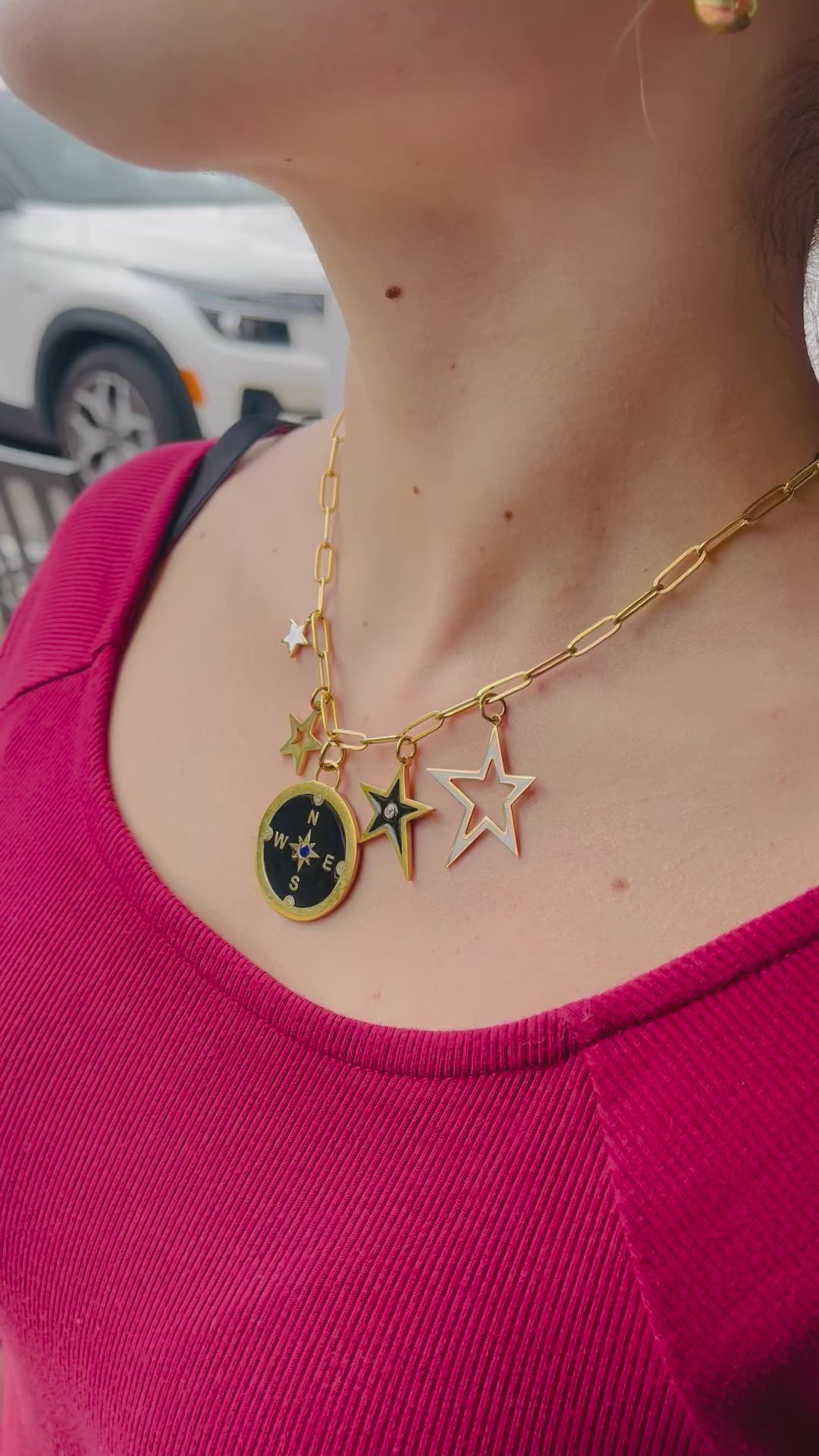 Compass and Stars Charm Necklace