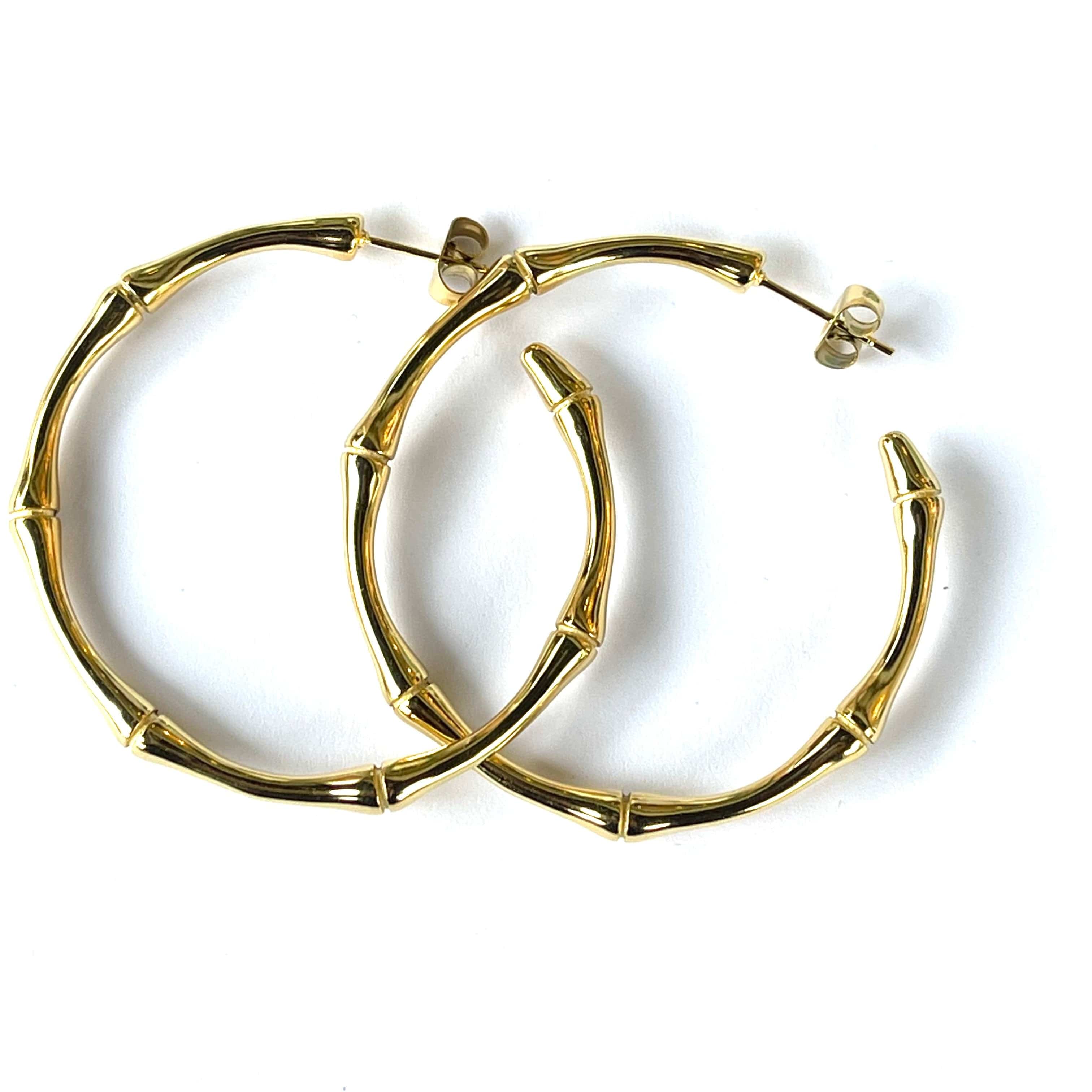 Bamboo Gold Hoop Earrings - Gottohaveitfashion