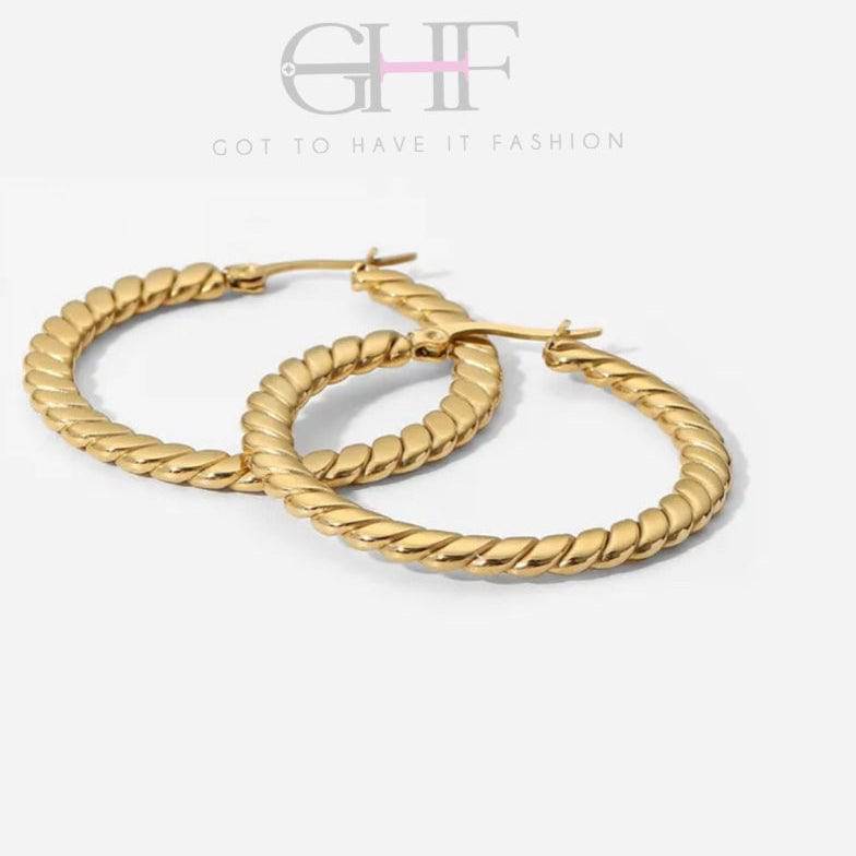 Gold Twisted Hoop Earrings - Gottohaveitfashion