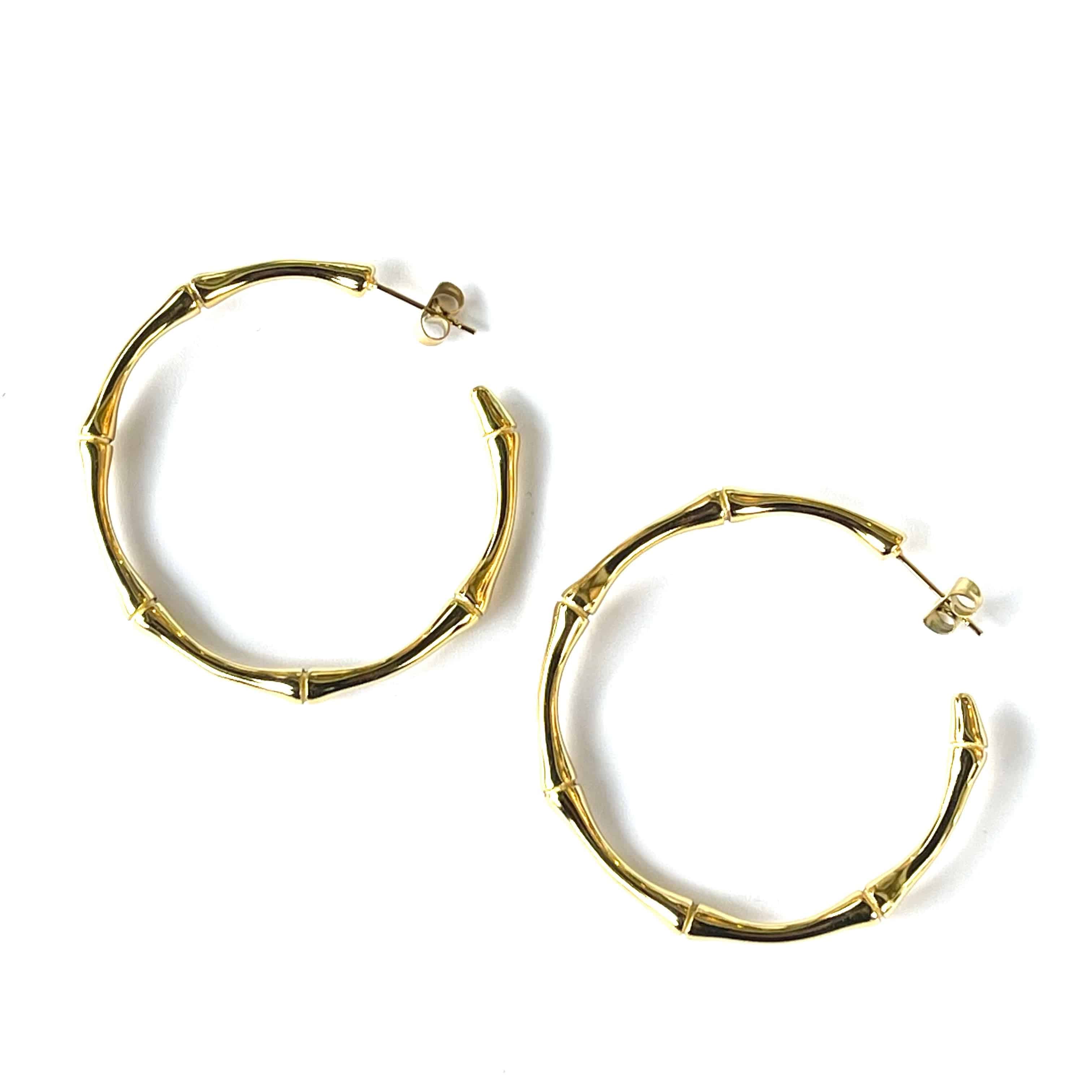 Bamboo Gold Hoop Earrings - Gottohaveitfashion