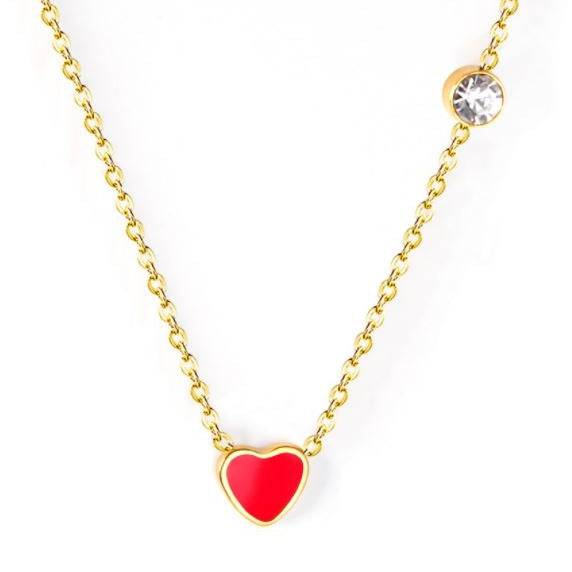 Mandy Dainty Red Enamel Heart Necklace - Gottohaveitfashion