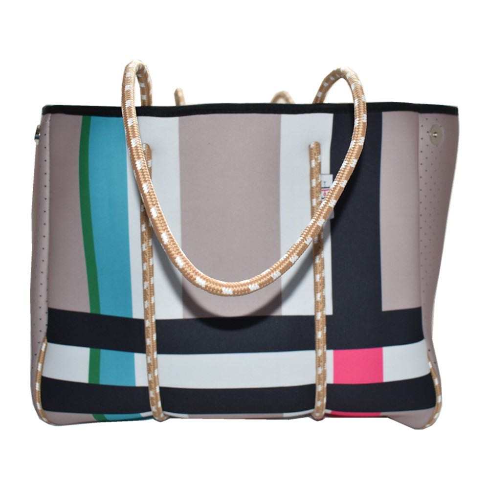 Plaid Print Neoprene Tote - The Melissa Bag - Gottohaveitfashion